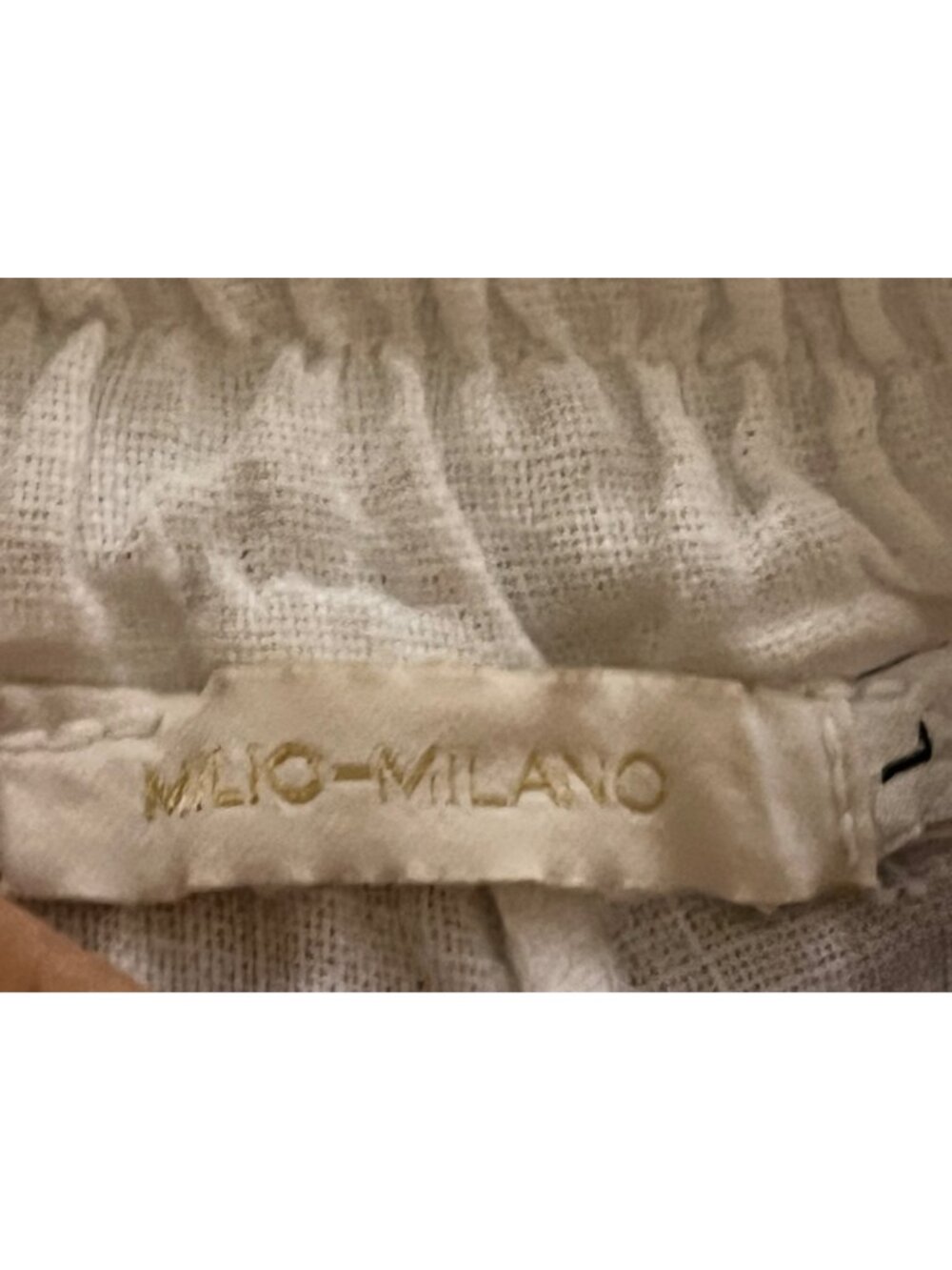 White Cargo Linen Pants With Pockets Elastic Waist Stretch Size L - Picture 3 of 6